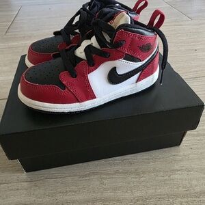 Air Jordan 1 Mid TD Black Gym Red (Toddler Size 8C)